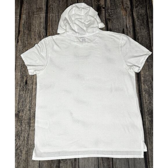 Guess Logo Short Sleeve Mesh Hooded Pullover Tee Shirt Mens Size 2XL - Picture 7 of 9